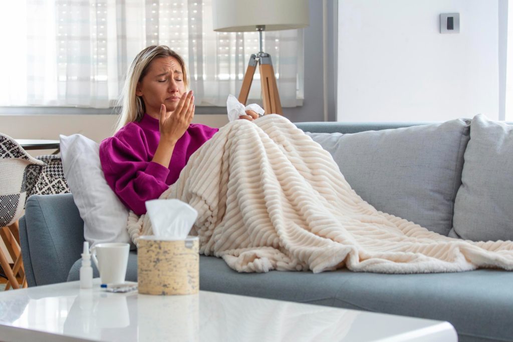 woman with a flu